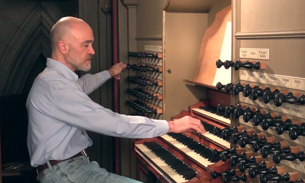 John Santoianni demonstrates how Duke Chapel's Flentrop organ works.