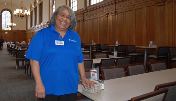Duke Dining's Valerie Williams has been a familiar face to Duke students for several decades. Photo by Stephen Schramm.